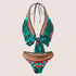 SHEIN 2025 New European & American Style Women Floral Print Halter Bikini Set, Sexy Fitted Swimwear, For Summer Beach
