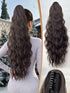 SHEIN 26 Inch Long Wavy Synthetic Hair Ponytail Extension, Heat Resistant Fiber, Brown Color, Claw Clip Design, Suitable For0