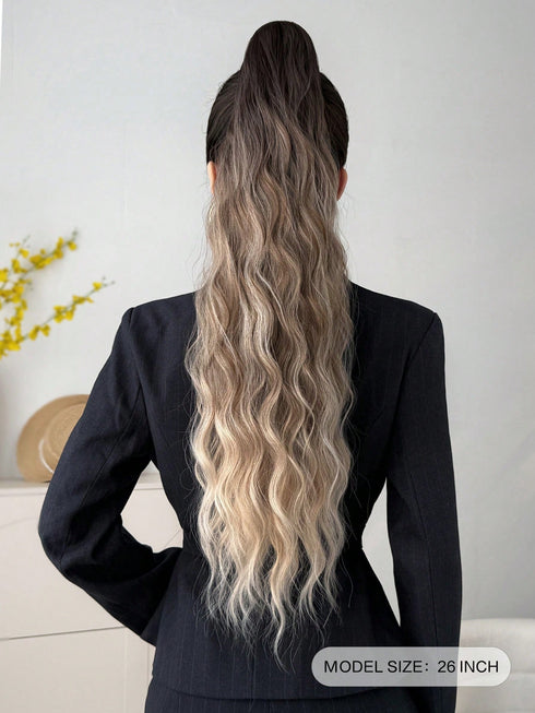 SHEIN 26 Inch Ombre Wavy Gradient Claw Clip-In Synthetic Hair Extensions, Heat Resistant Fiber, Suitable For Women1