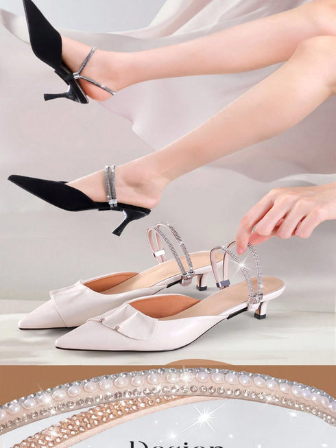 SHEIN 2 Pcs Of Elegant Satin Shoelaces, Shoe Anti-Drop Straps, High Heels And Sandals Anti-Drop Artifact, Fixed0