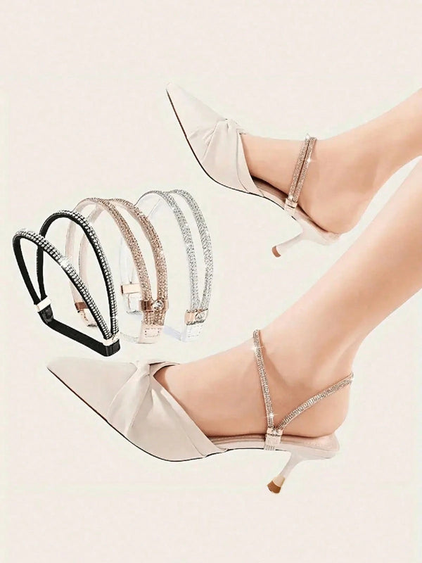 SHEIN 2 Pcs Of Elegant Satin Shoelaces, Shoe Anti-Drop Straps, High Heels And Sandals Anti-Drop Artifact, Fixed