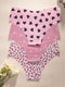 SHEIN 3pcs Women's Panties With Lovely Heart Print, Ruffled Trim, Soft & Smooth Fabric, Comfortable Casual Underwear