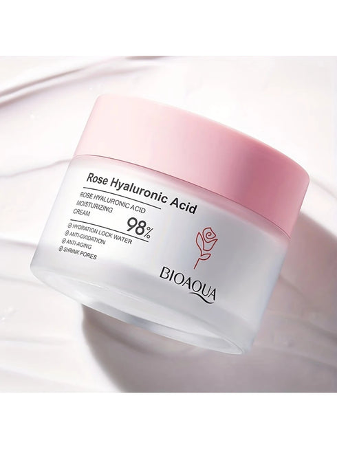 SHEIN 50g Rose Hyaluronic Acid Moisturizing Cream, Moisturizes, Brightens And Tightens Skin, Suitable For Night Use0