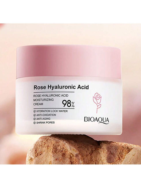 SHEIN 50g Rose Hyaluronic Acid Moisturizing Cream, Moisturizes, Brightens And Tightens Skin, Suitable For Night Use