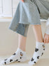 SHEIN 5 Pairs Women Simple Cartoon Cow & Bear Design White Socks, Comfortable Soft Breathable Suitable For Daily00