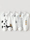 SHEIN 5 Pairs Women Simple Cartoon Cow & Bear Design White Socks, Comfortable Soft Breathable Suitable For Daily