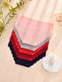 SHEIN 5pcs/Pack Women's Low-Rise Panties, Wavy Hem Design - Soft Stretchy Fabric, Solid Color Comfortable Daily0