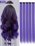 SHEIN 5pcs Purple Clip-In Hair Extensions, 20 Inches Long Straight, Synthetic Material, Suitable For Halloween Cosplay
