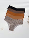 SHEIN 5pcs Women's Leopard Print Seamless Panties, Comfortable Skin-Friendly Sexy Low Rise Hipster Briefs