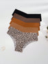 SHEIN 5pcs Women's Leopard Print Seamless Panties, Comfortable Skin-Friendly Sexy Low Rise Hipster Briefs