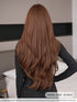 SHEIN 7JHH WIGS 32 Inch Tea Brown Curly Wig For Women,Elegant Extra Long Body Wavy Wig With0