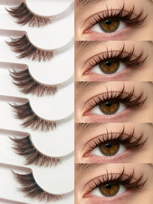 Collage of false eyelashes with close-up shots on eyes