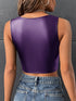 SHEIN BAE Square Neck Asymmetrical Hem PU Tank Top