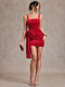 SHEIN BAE Women's Autumn/Winter Velvet Square Collar Sleeveless Ruched Dress