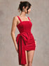 SHEIN BAE Women's Autumn/Winter Velvet Square Collar Sleeveless Ruched Dress