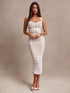 SHEIN BAE Women's Summer Chic White Mesh Dress, Backless Corset Party Night Long Dress,Elegant Ruched Gathered Pleats Slim Fit Sleeveless Cami Long Dress