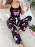 SHEIN Bowknot & Letter Print Pajama Set Bow Tie