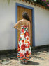 SHEIN CAJUNI Long Tube Dress With Flower Print. Hawaii Dress00