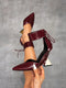 SHEIN CUCCOO SZL Pointed Toe Asymmetrical Heels Burgundy Women's High Heels, Badgirl Night Outfit, Street Style Sexy Party Date Spring Shoes Spring Break Easter Prom Heels For Christmas Spring Shoes