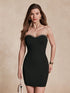 SHEIN Chiquease Figure-Flattering Women's Ruffle Detail Strapless Little Black Dress0