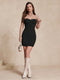 SHEIN Chiquease Figure-Flattering Women's Ruffle Detail Strapless Little Black Dress