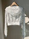 SHEIN Comfortcana Women's Drawstring Lace Decorated Zip Up Hoodie Graduation,Back To School