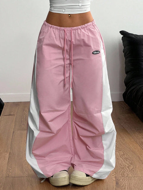SHEIN Coolane سراويل نسائية فضفاضة (باراشوت) بخصر مرتفع بتصميم كارجو ومموه للألوان مناسبة للربيع والصيف والحفلات والارتداء اليومي الأنيق