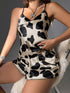 SHEIN Cow Print Satin PJ Set / Pajama Set