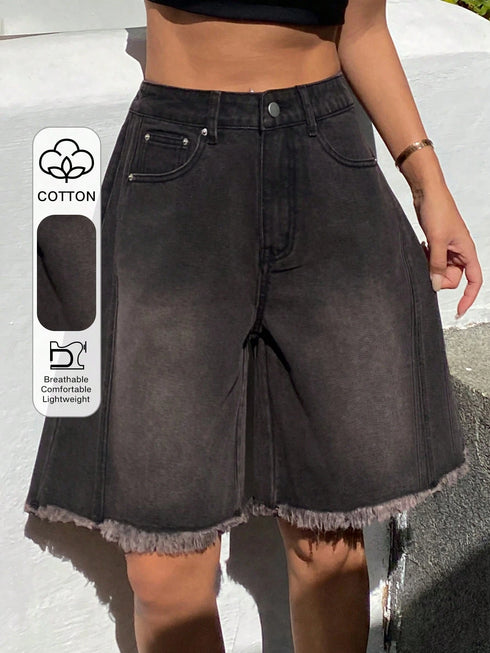 SHEIN DAZY Women's Distressed Wash Denim Shorts Y2k0
