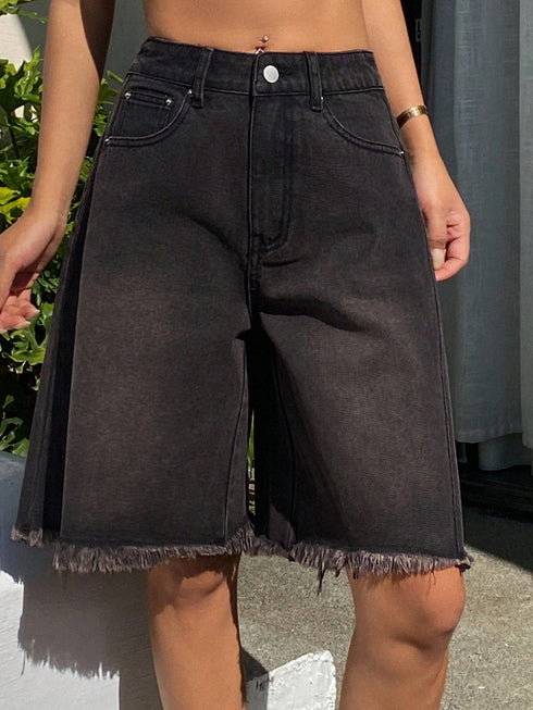 SHEIN DAZY Women's Distressed Wash Denim Shorts Y2k