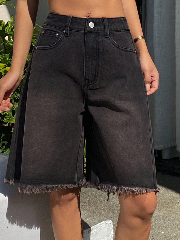 SHEIN DAZY Women's Distressed Wash Denim Shorts Y2k