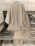 SHEIN EMERY ROSE 1set Women V-Neck Coconut Button Decor 3/4 Sleeve Top + Solid Color Straig0