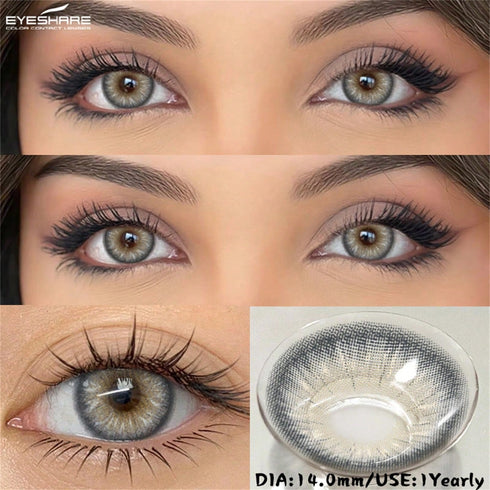 SHEIN EYESHARE 2pcs Gray Brown Eye Makeup Black Eye Annual Disposable Glasses Blue Beauty Soft Lenses,Comfortable Natural Suitable For Dates Or Daily Use00
