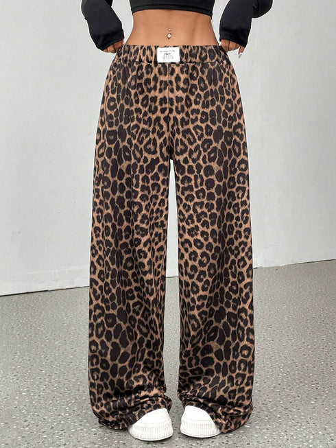 SHEIN EZwear Women Leopard Print Casual Lounge Pants