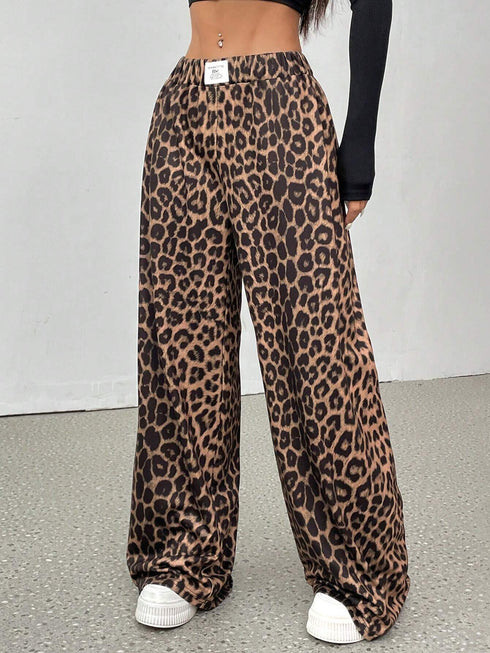 SHEIN EZwear Women Leopard Print Casual Lounge Pants