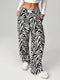 SHEIN EZwear Zebra Stripe Woven Wide Leg Pants