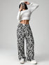 SHEIN EZwear Zebra Stripe Woven Wide Leg Pants