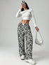 SHEIN EZwear Zebra Stripe Woven Wide Leg Pants