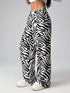 SHEIN EZwear Zebra Stripe Woven Wide Leg Pants