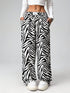 SHEIN EZwear Zebra Stripe Woven Wide Leg Pants