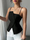 SHEIN Elenzga 2025 New Blue Asymmetric Design Fashionable Versatile Commuting Casual Cinched Wais