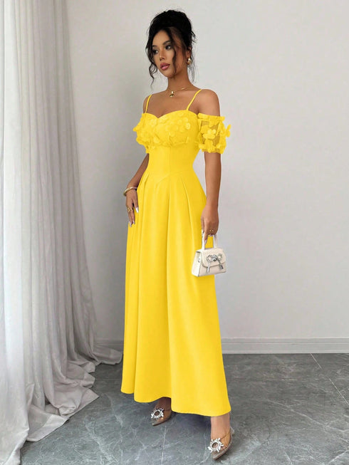 SHEIN Elenzga Purple 3D Mesh, Butterfly Puff Sleeve, Spaghetti Strap Hollow Waist Elegant Vintage Luxurious