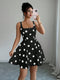 SHEIN Elenzga Square Neck Black Polka Dot Elegant Short Dress