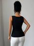 SHEIN Elenzga Women's Ribbed Knit Sleeveless Fitted Tank Top With Floral Decor At Front Neckline00