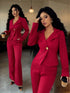 SHEIN Elenzya Women's Lapel Collar Slim Fit Blazer Jacket And Flared Suit Pants 2 Pieces Set