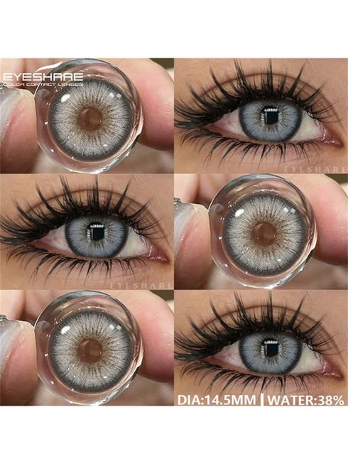 SHEIN Eyeshare 1Pair New Colorful Contact Lenses Black Lenses Fashion Blue Eye Lenses Green Lenses Gray Eye Contacts Yearly Brown Lens Eye Contacts Halloween Costume Cosplay