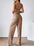 SHEIN Firerie 2pcs Women's Halter Back-Tie Top And Elastic Waist Pants Casual Suit1