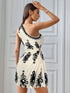 SHEIN Firerie Women's Elegant Bohemian Printed One Shoulder Pleated Hollow-Out Mini Beach Dress1