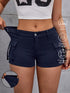 SHEIN Flexra Women's Regular Fit Vintage Wash Casual Cargo Denim Shorts