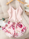 SHEIN Floral Print Satin Cami Top & Shorts PJ Set / Pajama Set